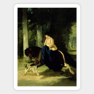 Mademoiselle De Mossellmann Riding In The Bois De Boulogne, Paris by Alfred de Dreux Magnet